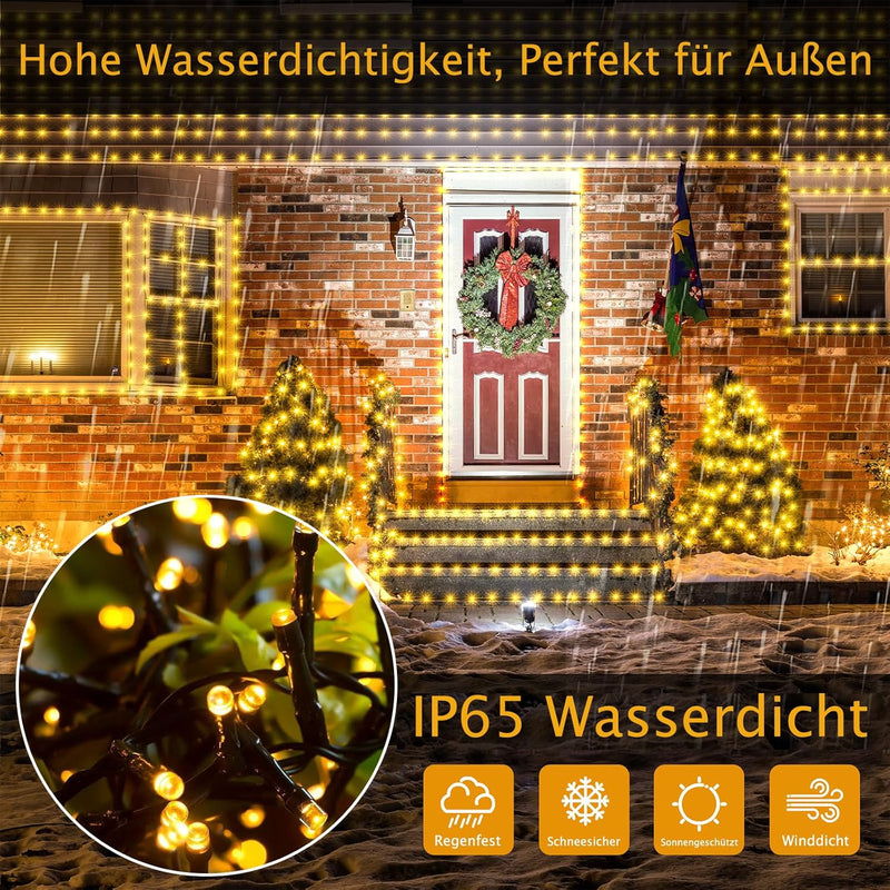 LumoGlow™ Outdoor String Lights - 120 m, 1000 LEDs, Dimmable with Remote Control and Timer